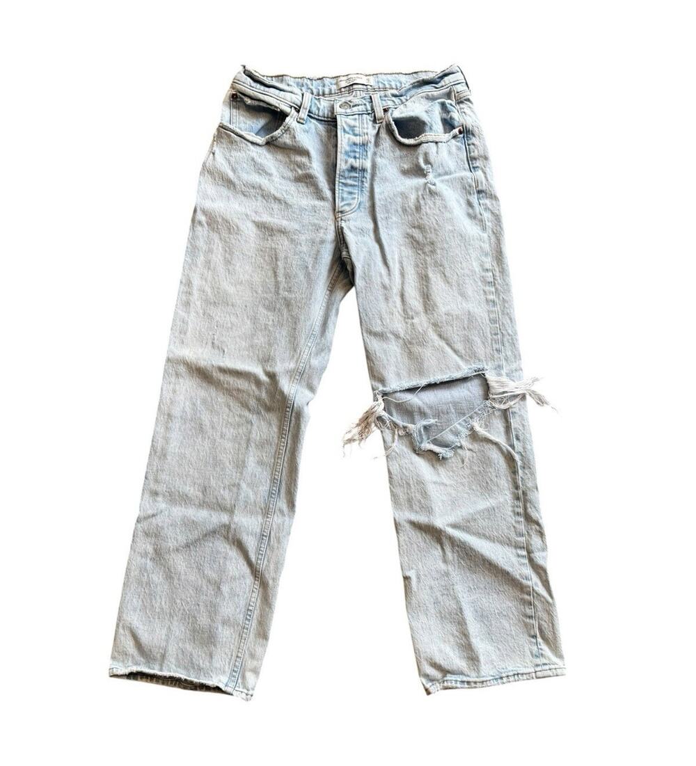 Abercrombie & Fitch Women's 90s Baggy Low-Rise Light Wash Denim Jeans 27